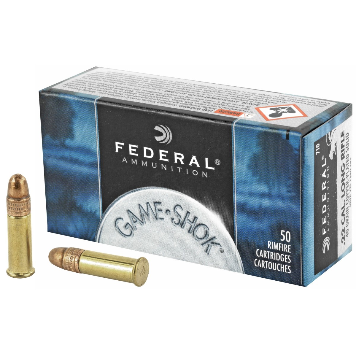 Federal GameShok 22 LR Ammo 40 Gr Copper RN 50 Rd Box