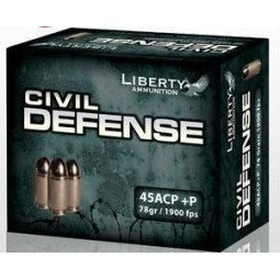 Liberty Civil Defense 45 ACP +P Ammo 78 Gr HP 1900 fps