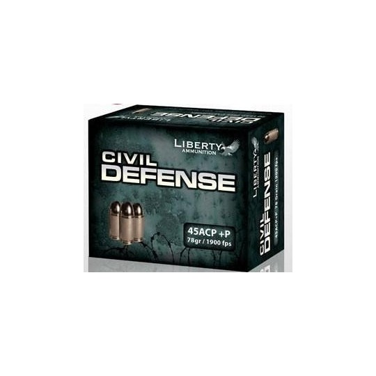 Liberty Civil Defense 45 ACP +P Ammo 78 Gr HP 1900 fps