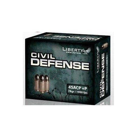 Liberty Civil Defense 45 ACP +P Ammo 78 Gr HP 1900 fps
