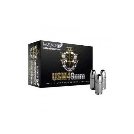 Liberty UltraDefense USM4 9mm +P Ammo 20 Rd Box