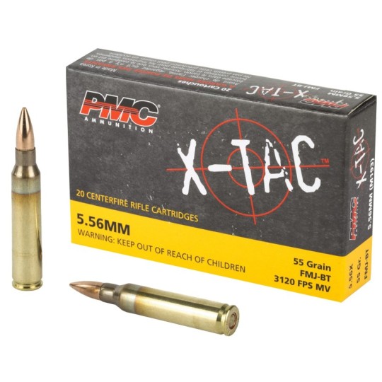 PMC X-Tac 5.56 NATO Ammo 55Gr FMJ-BT 20 Rd Box
