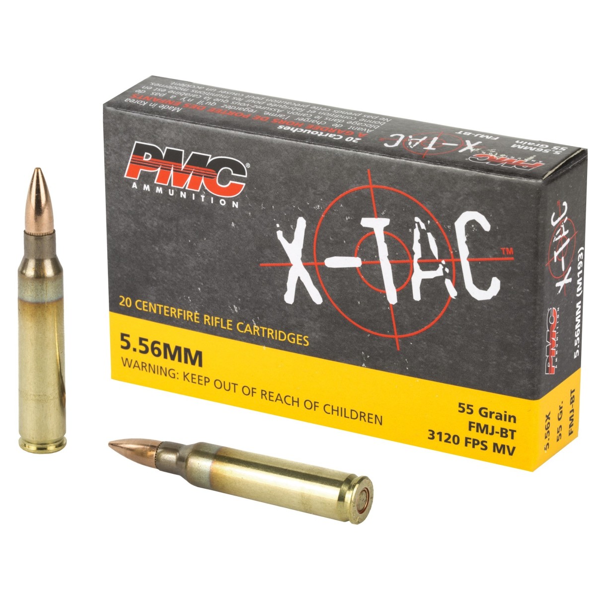 PMC X-Tac 5.56 NATO Ammo 55Gr FMJ-BT 1000 Rd Case