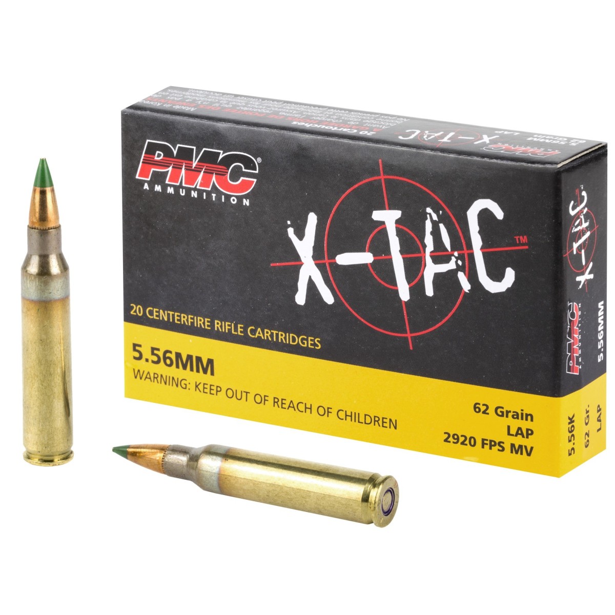 PMC X-Tac 5.56 NATO Ammo 55Gr FMJ-BT 20 Rd Box