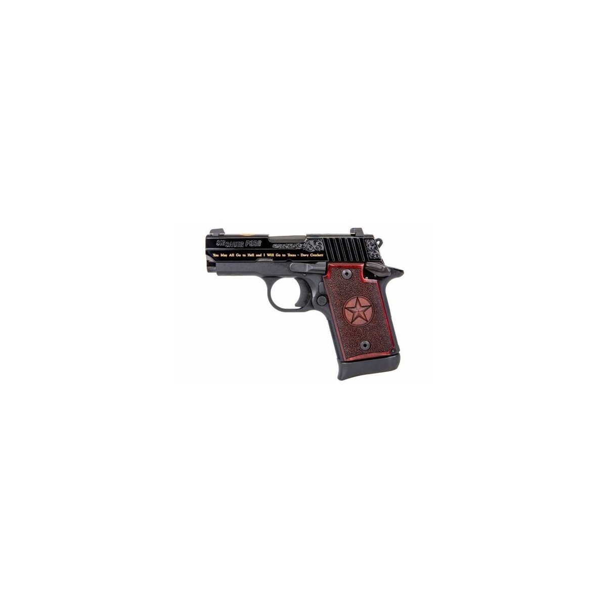 SIG P938 6 RD 9mm Texas Gold Pistol Redwood Grips