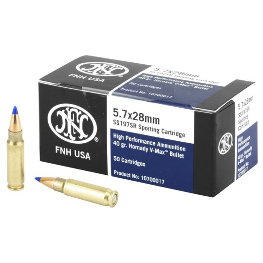FN 5.7x28mm V-Max Ammo 40 Gr Blue Tip 50 Rd Box