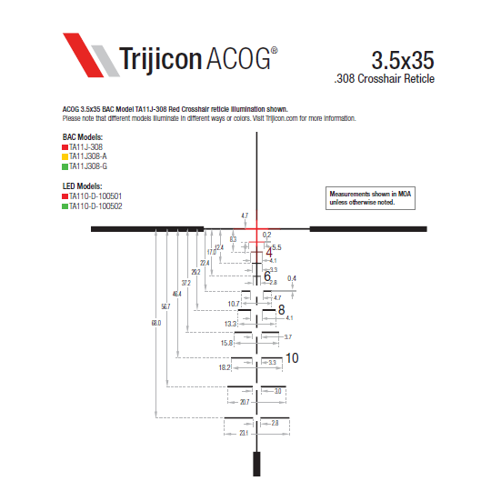 Trijicon ACOG® 3.5x35 BAC Riflescope - .308 / 7.62 BDC