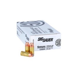 Sig Sauer, Elite Performance V-Crown Ammunition, 9MM, 124 Grain, Jacketed Hollow Point, Brass Case, 50 Round Box